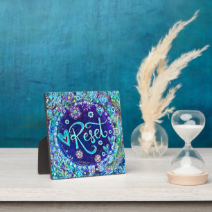 Reset Blue Abstract Modern Pretty Inspirivity  Plaque