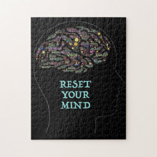 Reset Your Mind Inspirational Word Art Design Jigsaw Puzzle