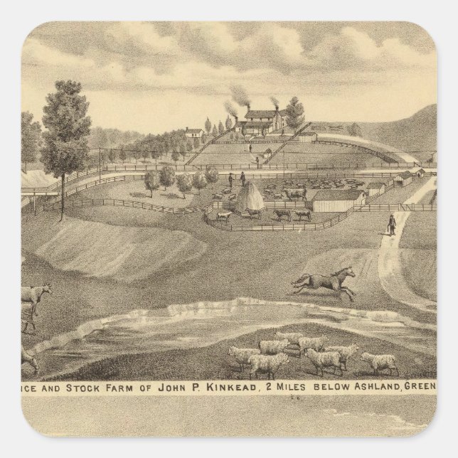 Residence and stock farm square sticker (Front)