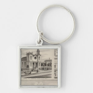 Residence, Farm, Church and Store in Minnesota Keychain