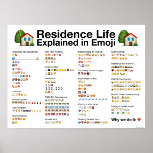 Residence Life Explained in Emoji Poster