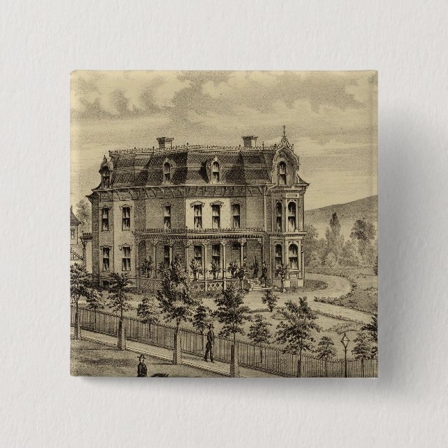 Residence of AM Brown Pinback Button (Front)