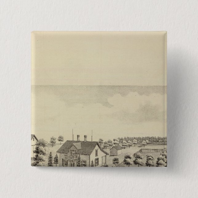 Residence of Isreal Cox, Ward Township Pinback Button (Front)