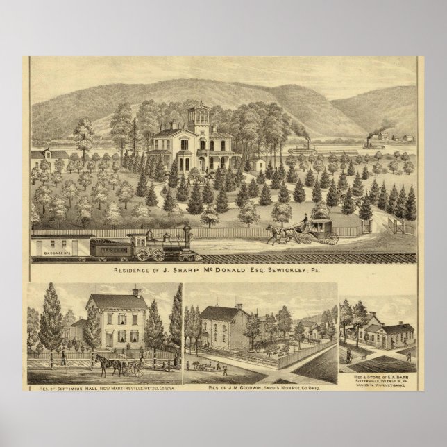 Residence of J Sharp McDonald Sewickley Poster (Front)