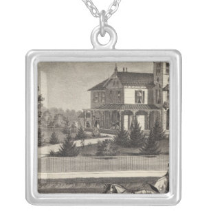 Residence of James G Gowdy, Tom's River, NJ Silver Plated Necklace