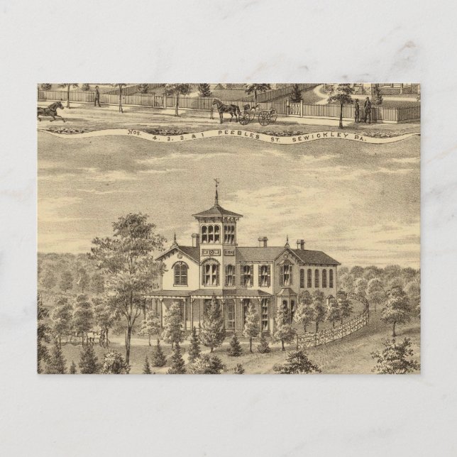 Residence of Jehu P Smith, Sewickley Postcard (Front)