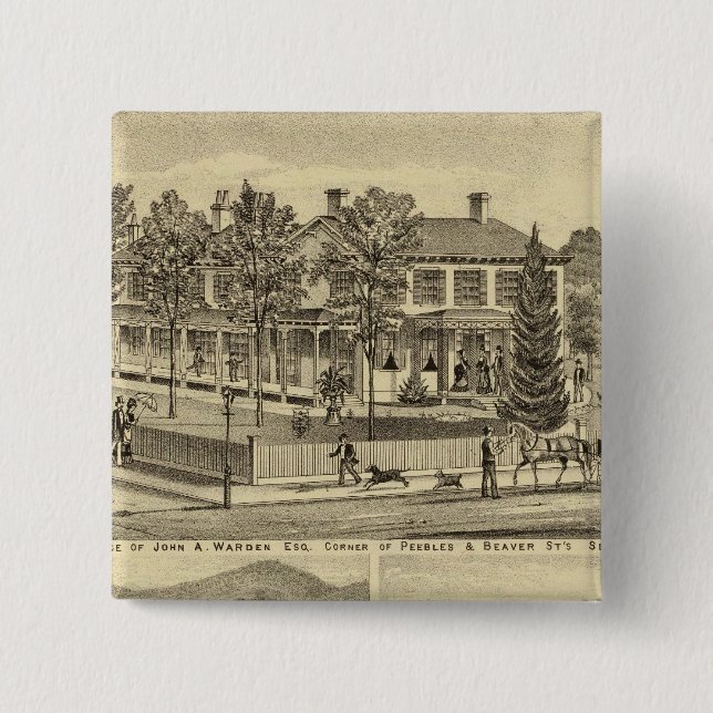 Residence of John A Warden Sewickley Pinback Button (Front)