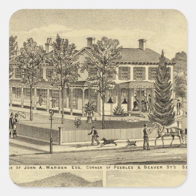 Residence of John A Warden Sewickley Square Sticker (Front)
