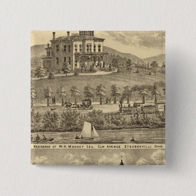 Residence of WH Mooney Pinback Button (Front)