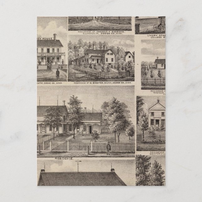 Residences and Farm Buildings, Owatonna, Minnesota Postcard (Front)