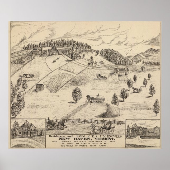 Residences and farm in New Haven Poster (Front)