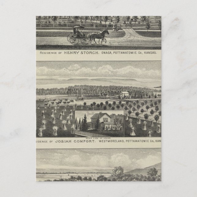 Residences and Farms, Onaga, Kansas Postcard (Front)
