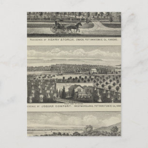Residences and Farms, Onaga, Kansas Postcard