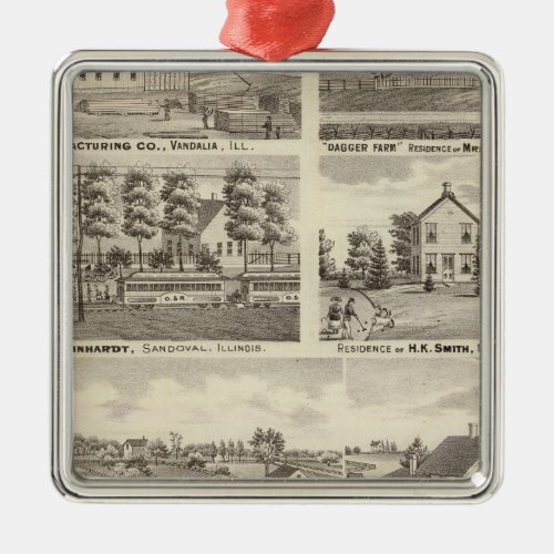 Residences farms and factory Vandalia Sandoval Metal Ornament