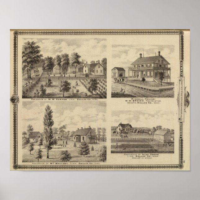 Residences in Linn and Desoto, Dallas Co, Iowa Poster (Front)