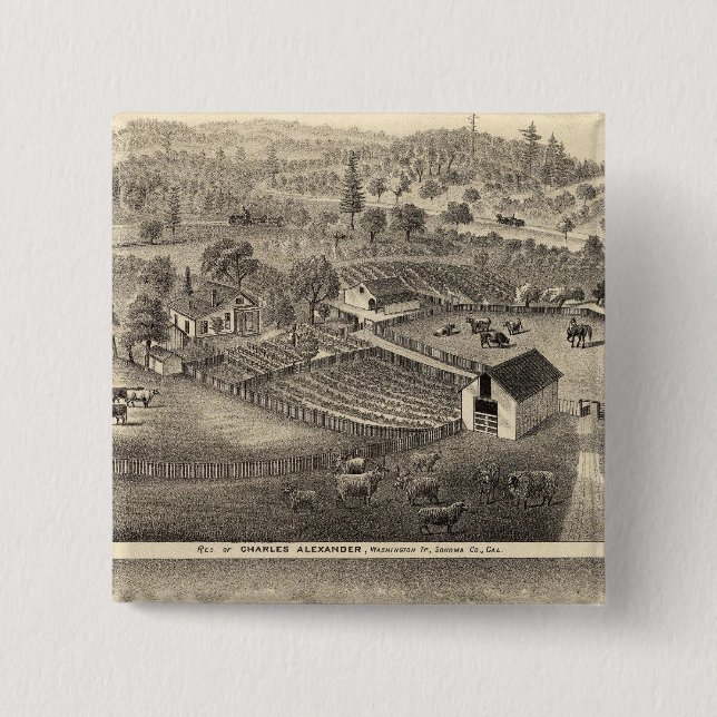 Residences of Charles Alexander Pinback Button (Front)