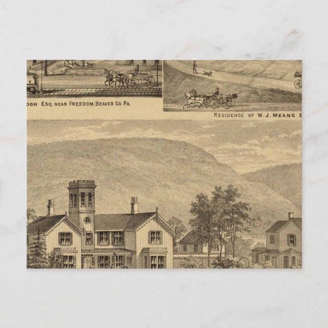 Residences of HJ Murdoch Postcard (Front)