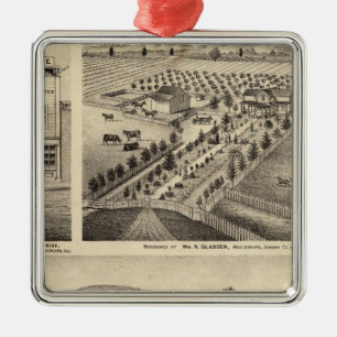 Residences of Wm N Gladden and Mrs Ina B Miller Metal Ornament