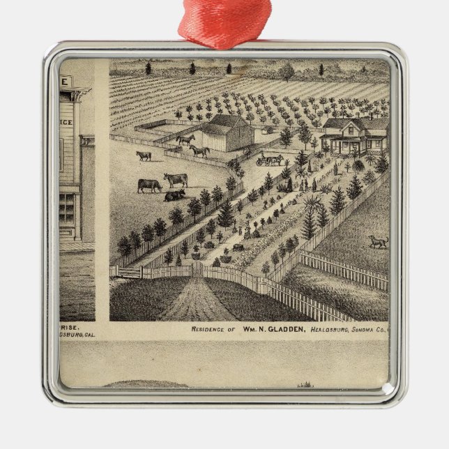 Residences of Wm N Gladden and Mrs Ina B Miller Metal Ornament (Front)