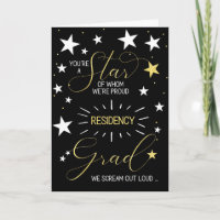 Residency Graduate Black Gold and White Stars Text