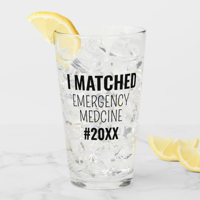 Residency Match Day Party Medical School Graduate Glass (Front Ice)