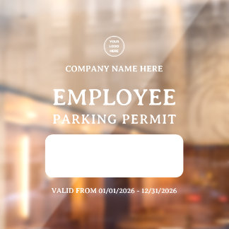 Resident Employee Parking Entrance Permit Door  Window Cling