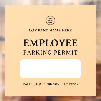 Resident Employee Parking Entrance Permit Door  Window Cling