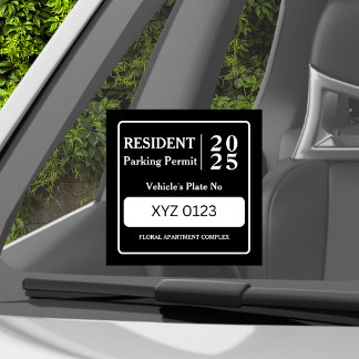 Resident Employee Parking Permit Vehicle Door Window Cling
