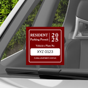 Resident Employee Parking Permit Vehicle Door Window Cling