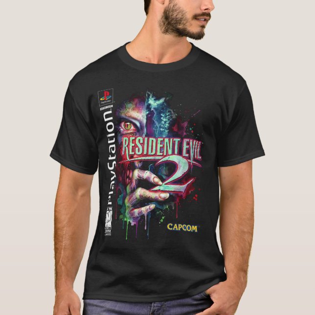 Resident Evil 2 Original Retro Box Art Tribute T-Shirt (Front)