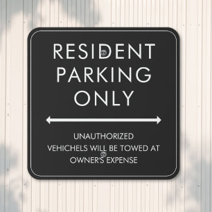 Resident Parking Only Custom Minimalist Outdoor Metal Sign