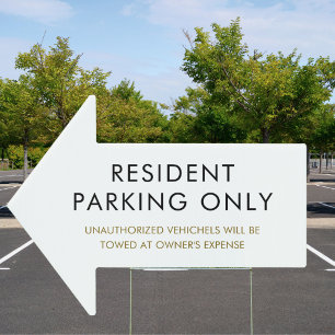 Resident Parking Only Custom Outdoor Arrow Yard Sign
