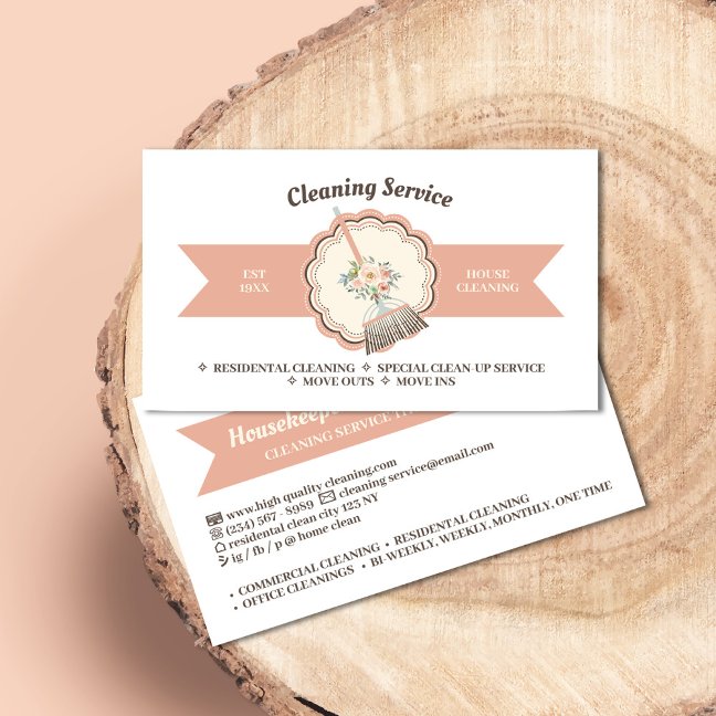 RESIDENTAL CLEANING Housekeeping Business Card
