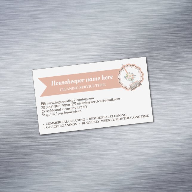 RESIDENTAL CLEANING Housekeeping Professional Business Card Magnet (In Situ)