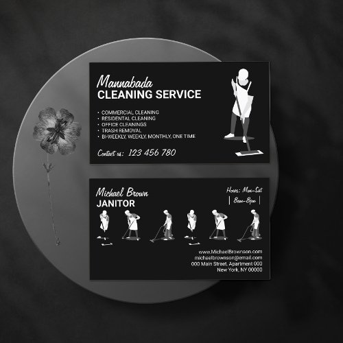 RESIDENTAL CLEANING Janitor Housekeeper Business Card