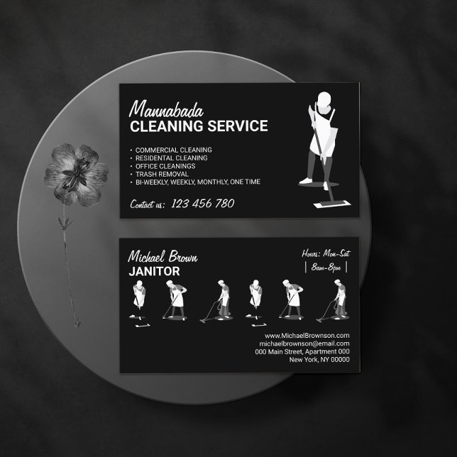 RESIDENTAL CLEANING Janitor Housekeeper Business Card (Creator Uploaded)