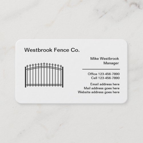 Residential And Commercial Fence Business Cards