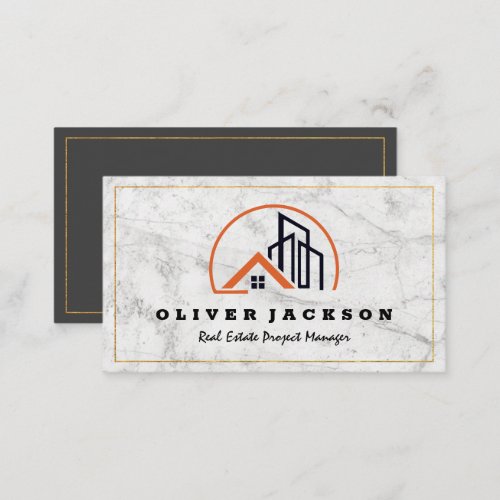 Residential and Commercial Logo  White Marble Business Card