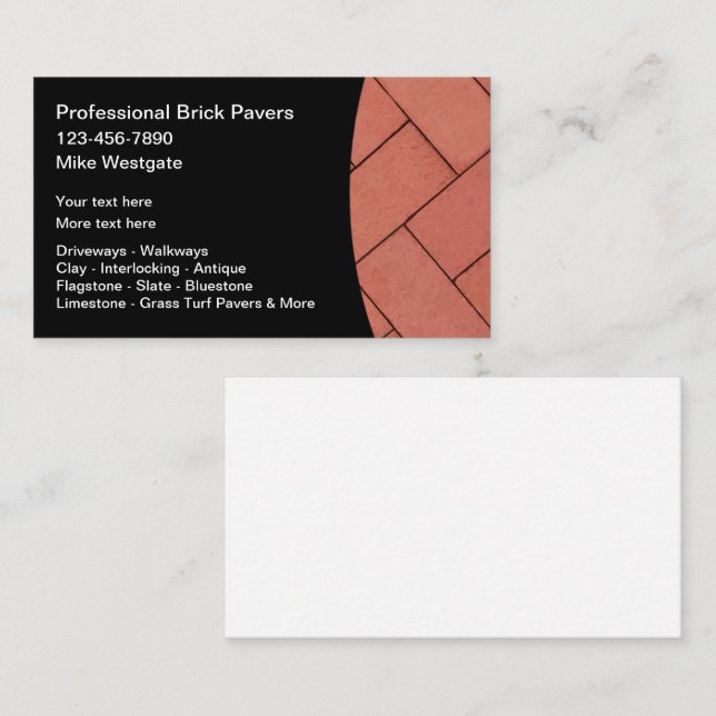 Residential Brick Pavers Professional Business Card (Front/Back)