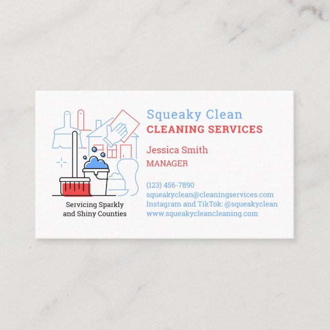 Residential Cleaning Service Business Card (Front)