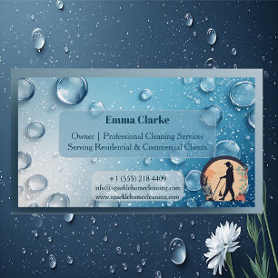 Residential & Commercial Cleaning Water Droplets   Business Card Magnet