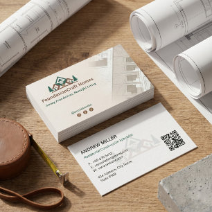 Residential Construction   Brown Drafter Business Card