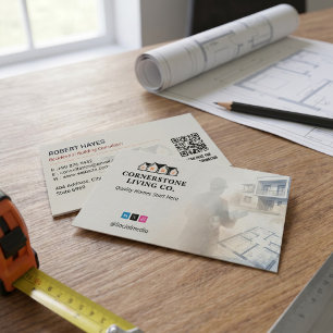 Residential Construction   Gray Skecth Business Card
