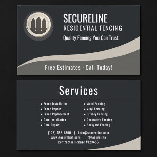 Residential Fencing Business Card