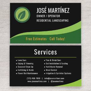 Residential Landscaping Black Green  Business Card