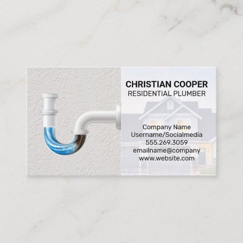 Residential Plumber  Clogged Pipes Business Card