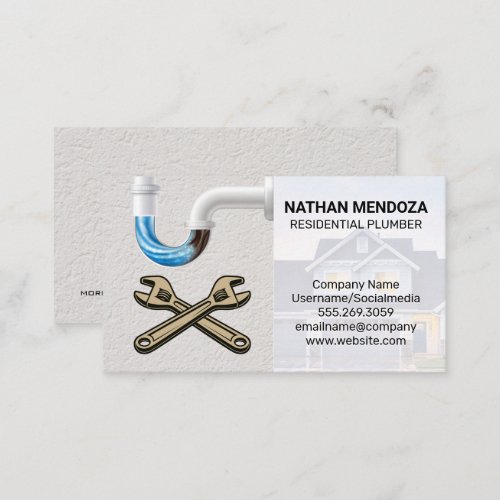 Residential Plumber  Clogged Pipes  Wrenches Business Card
