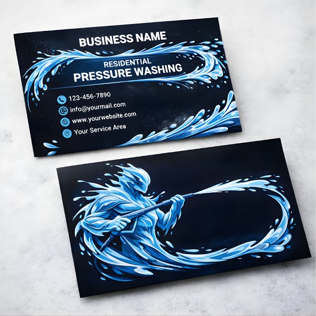 Residential Pressure Washing Liquid Guardian Logo Business Card (Creator Uploaded)