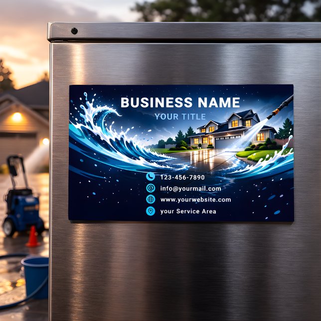 Residential Pressure Washing Starry Blue Business Card Magnet (Creator Uploaded)