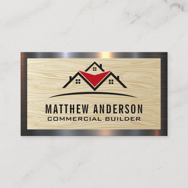 Residential Property Homes | Wood Grain Business Card (Front)